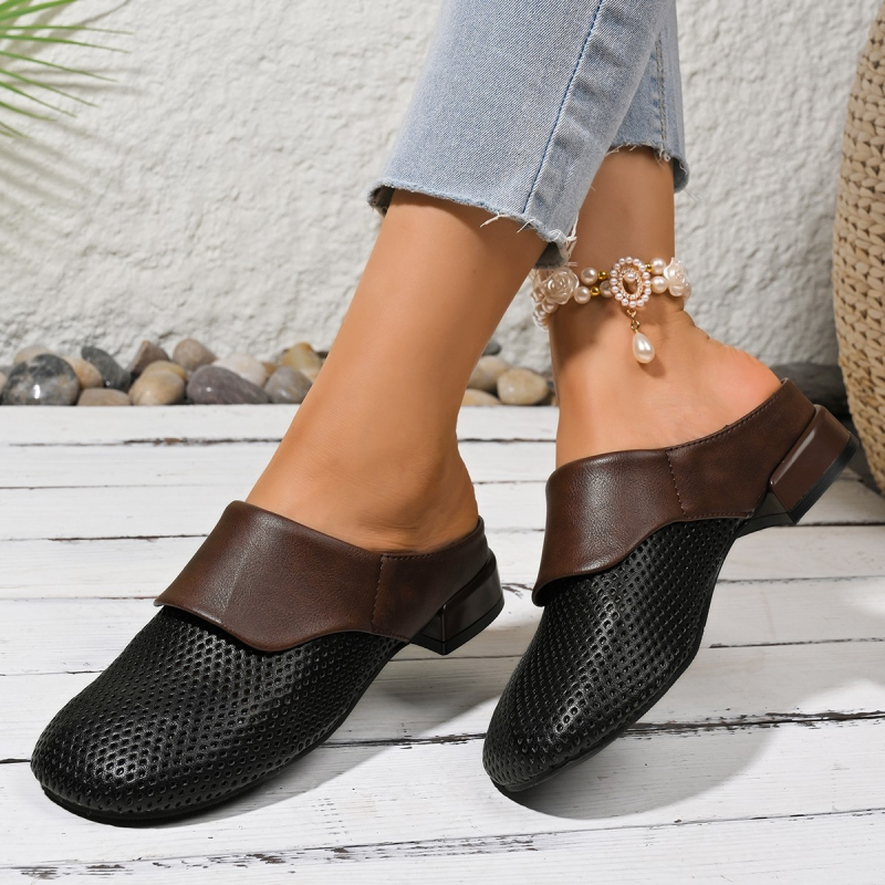 2025 m. Nauji vasaros viršutiniai drabužiai, tinkliniai, kvėpuojantys, šlepetės moterims, laisvalaikio, madingi, žemo kulno, tingūs, užsienio prekybos, pusės puodelio moteriški batai