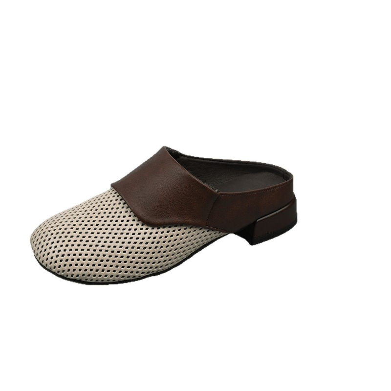 2025 m. Nauji vasaros viršutiniai drabužiai, tinkliniai, kvėpuojantys, šlepetės moterims, laisvalaikio, madingi, žemo kulno, tingūs, užsienio prekybos, pusės puodelio moteriški batai