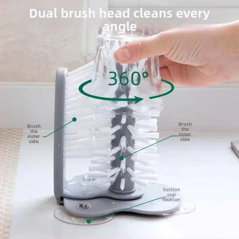 Nuimamas tingus siurbimo puodelio šepetys daugiafunkcis pieno arbatos parduotuvės siurbimo sienelės besisukantis dezinfekavimo valymo stiklinis šepetys artefaktas