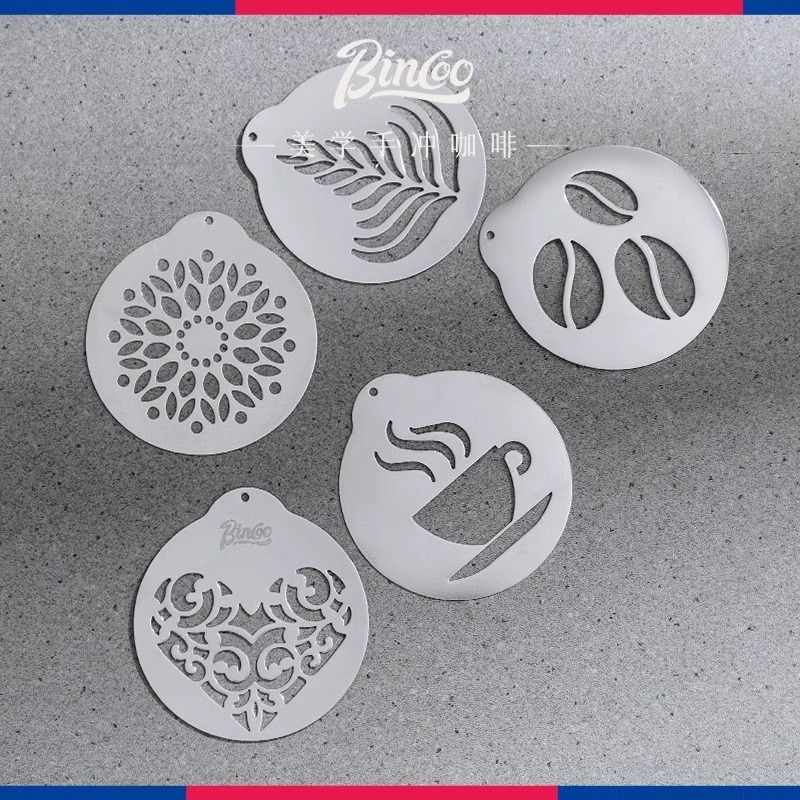 Bincoo kávévirág-minta rozsdamentes acélból készült barkácsolás mintás kávépor nyomtatási spray virág virág virág műtárgy