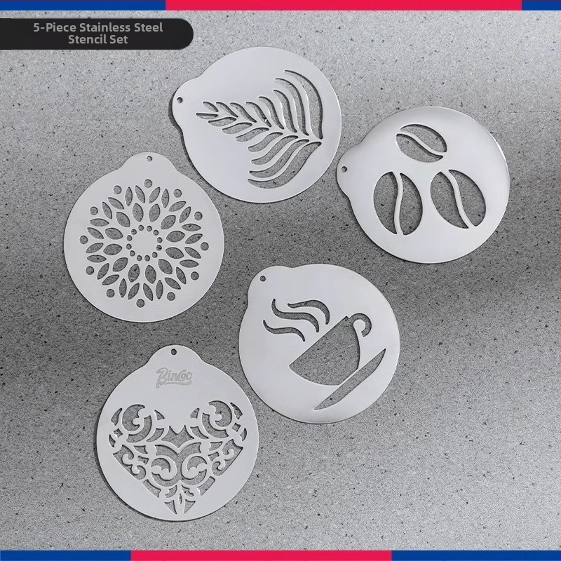 Bincoo kávévirág-minta rozsdamentes acélból készült barkácsolás mintás kávépor nyomtatási spray virág virág virág műtárgy