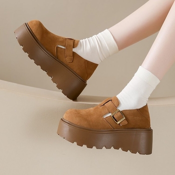 Παπούτσια Birkenstock με πλατφόρμα και χοντρή σόλα 2025 Νέα ανοιξιάτικα ρετρό μοκασίνια Birkenstock για μικρόσωμους