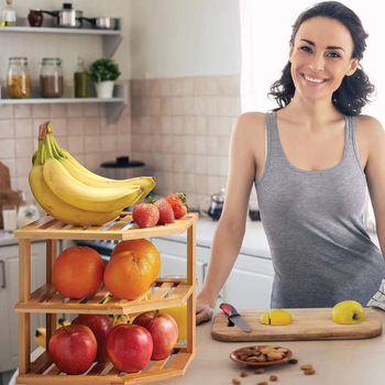 Ράφι αποθήκευσης μπαμπού για οικιακή χρήση, Πολυστρωματικός οργανωτής γραφείου για μπολ και πιάτα, Θήκη για μπουκάλια μπαχαρικών από μασίφ ξύλο, Οργανωτής κουζίνας, Ράφι διαφόρων ειδών, Οικιακή χρήση