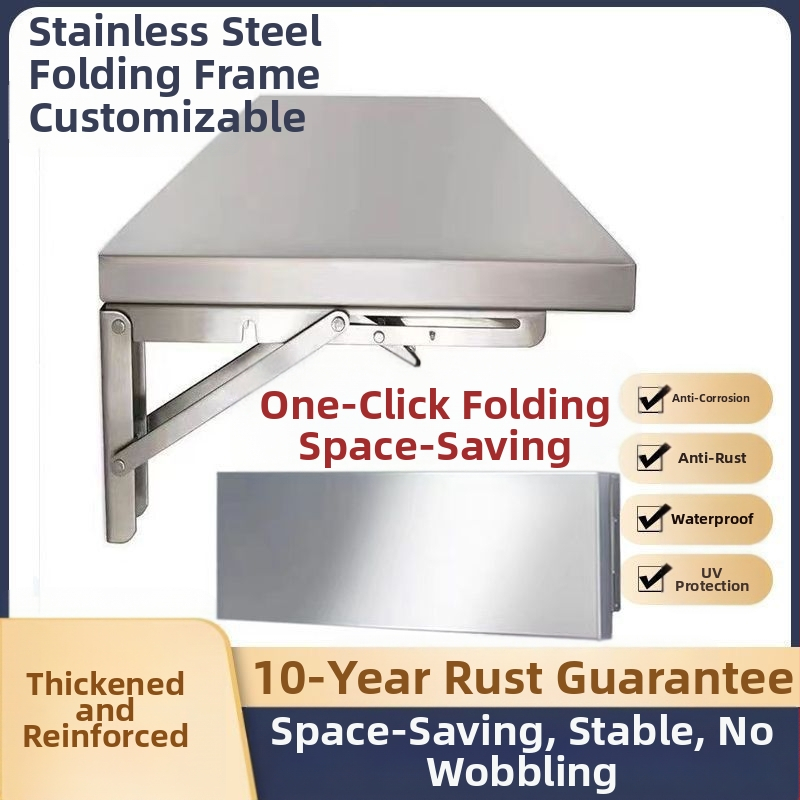 Összecsukható, vastagított rozsdamentes acél fali akasztós konyhai egyszerű fali asztallap egyrétegű lyukasztó polc