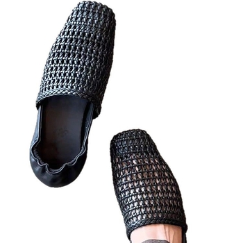 Γυναικεία slip-on παπούτσια Niche Vintage με υφαντά κοίλα, αναπνεύσιμα τακούνια και τσάντα, 2025, όλα σε αρμονία με το Lazy Flats