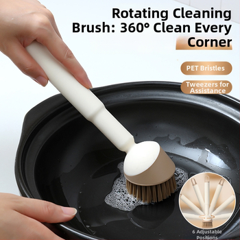 Ειδική βούρτσα πλυσίματος κατσαρόλας κουζίνας, βούρτσα καθαρισμού κατσαρόλας πιάτων, βούρτσα κουζίνας για κατσαρόλες, περιστρεφόμενη βούρτσα καθαρισμού με μακριά λαβή, τεχνητό πλύσιμο κατσαρόλας