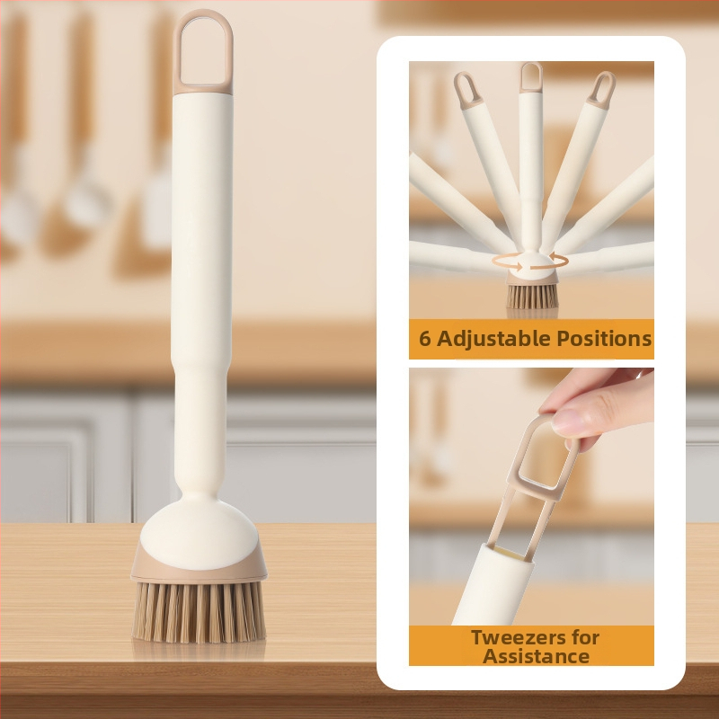 Specialus virtuvės puodų plovimo šepetys, indų plovimo puodų valymo šepetys, virtuvės puodų šepetys, ilga rankena besisukantis valymo šepetys, puodų plovimo artefaktas