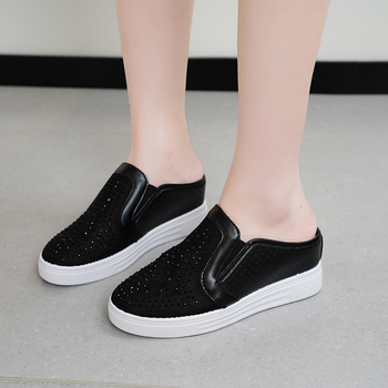 Belső Magasított Baotou Félcipő Női 2024 Nyári Új Stílusú Bebújós Lazy Strasszos Üreges Hétköznapi Ékszandál Női