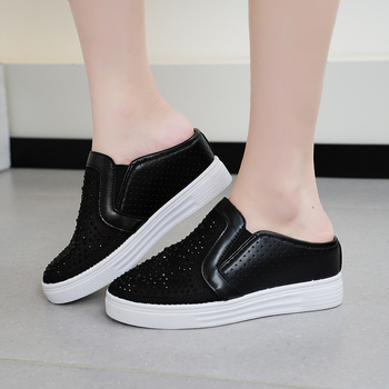 Belső Magasított Baotou Félcipő Női 2024 Nyári Új Stílusú Bebújós Lazy Strasszos Üreges Hétköznapi Ékszandál Női