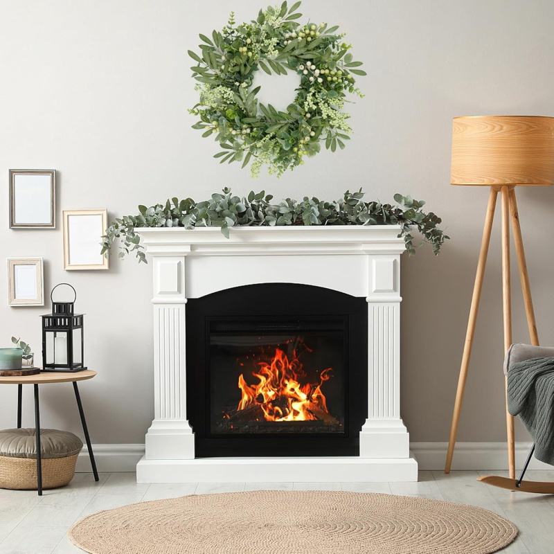 Zöld eukaliptusz girland Tavaszi és nyári nagy rattan kör eukaliptusz műbogyó girland eukaliptusz ajtódísz húsvéti