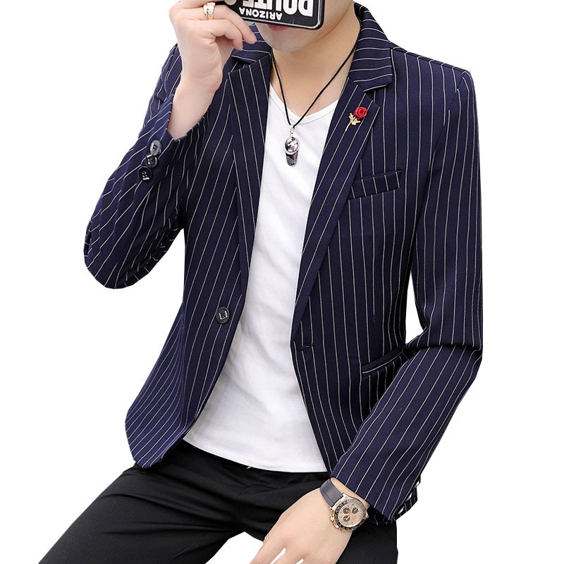 Külkereskedelmi ellátás függőleges csíkos karcsúsított karcsúsított kis öltöny férfi őszi új koreai stílusú ifjúsági divatos öltönyzakó