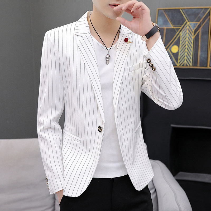Külkereskedelmi ellátás függőleges csíkos karcsúsított karcsúsított kis öltöny férfi őszi új koreai stílusú ifjúsági divatos öltönyzakó