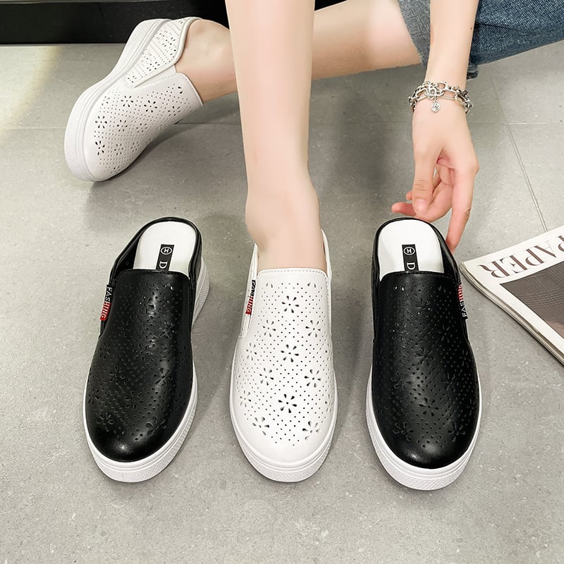 „Baotou“ šlepetės moterims, 2025 m. rudens mados, platforminės, storapadės, viršutiniai drabužiai, šlepetės be kulno, balti batai