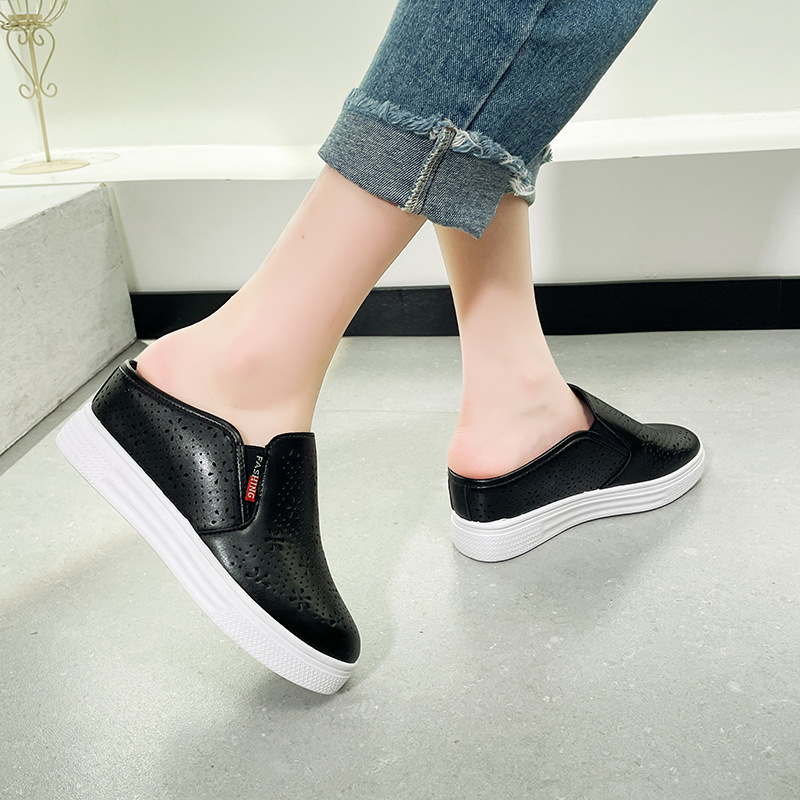 „Baotou“ šlepetės moterims, 2025 m. rudens mados, platforminės, storapadės, viršutiniai drabužiai, šlepetės be kulno, balti batai