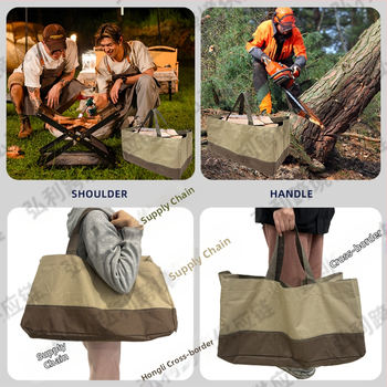 Határokon átnyúló nagykereskedelmi kültéri udvari patchwork színű Oxford szövet vízálló kopásálló tűzifa tárolózsák faszén szállító fakitermelő zsák