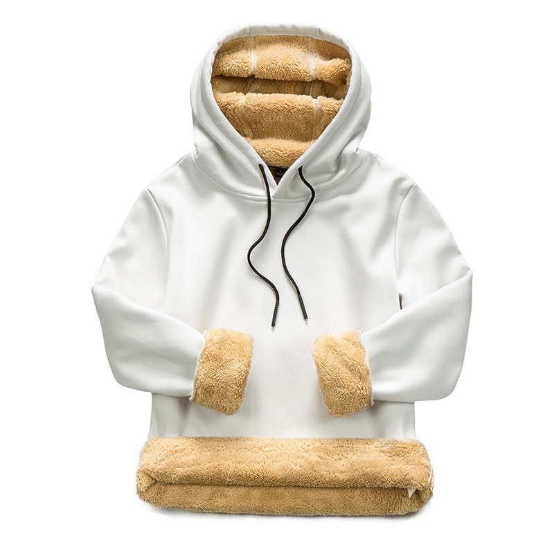 AliExpress Amazon őszi-téli férfi kapucnis, polárbélésű, vastagított báránygyapjú pulóver, plus size hosszú ujjú pulóver