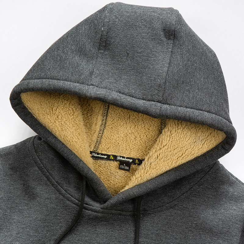 AliExpress Amazon őszi-téli férfi kapucnis, polárbélésű, vastagított báránygyapjú pulóver, plus size hosszú ujjú pulóver