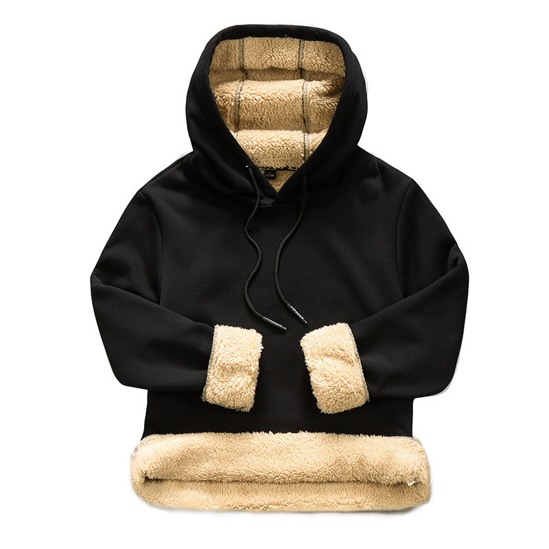 AliExpress Amazon őszi-téli férfi kapucnis, polárbélésű, vastagított báránygyapjú pulóver, plus size hosszú ujjú pulóver