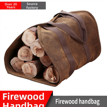 Határokon átnyúló kültéri multifunkcionális vastagított vászon hordozható fakitermelő táska hordozható tűzifa táska tűzifa kézitáska