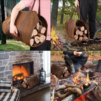 Διασυνοριακή εξωτερική πολυλειτουργική φορητή τσάντα υλοτομίας από παχύ καμβά, φορητή τσάντα καυσόξυλων, τσάντα καυσόξυλων