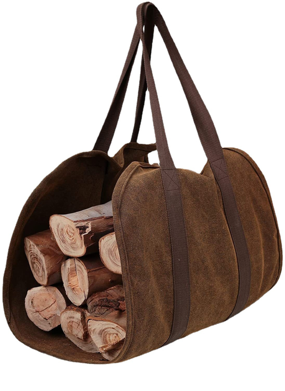 Határokon átnyúló kültéri multifunkcionális vastagított vászon hordozható fakitermelő táska hordozható tűzifa táska tűzifa kézitáska
