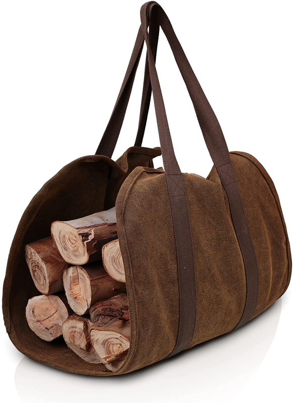 Határokon átnyúló kültéri multifunkcionális vastagított vászon hordozható fakitermelő táska hordozható tűzifa táska tűzifa kézitáska