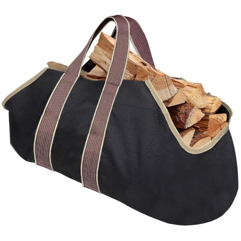raktáron Határokon átnyúló vászon kültéri tűzifa hordozható tárolótáska fakitermelő táska hordozható nagy kapacitású kézitáska kempingtáska