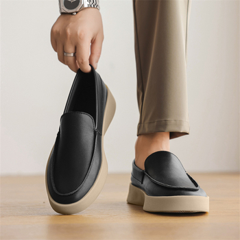 Nyári, lélegző, kézzel készített bőrcipők, divatos és sokoldalú férfi alkalmi, puha talpú, puha bőr, széles talpú, bebújós vezetési cipő férfiaknak