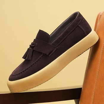 Nyári új férfi 46-os méret, nagy, lélegző, bebújós, velúr bőr mokaszinok, brit stílusú, vastag talpú, divatos, sokoldalú mokaszinok