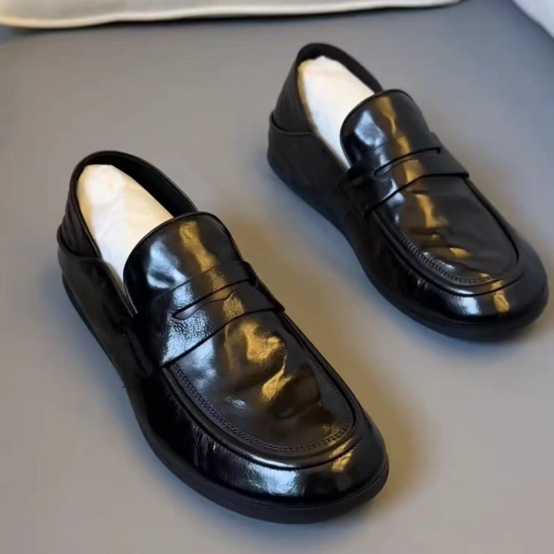 Bebújós mokaszinok, divatos lapos, csúszásgátló, kopásálló, brit stílusú, trendi, hétköznapi, egyszínű cipők, kényelmes, puha talppal, raktáron