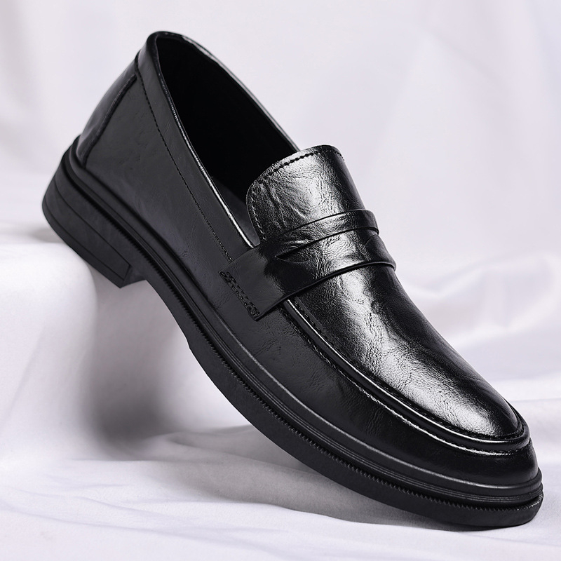 Nyári új bőrcipők, férfi csúcskategóriás üzleti alkalmi cipők, lélegző férfi bőrcipők, férfi láthatatlan magasságnövelő Doudou cipők