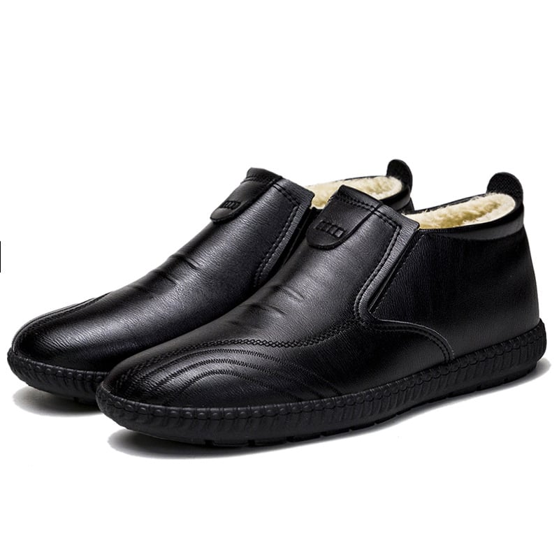 Cizme Martin din piele moale pentru bărbați, stil britanic, toamnă, căptușite cu fleece, îngroșate, calde, din bumbac, pantofi antiderapanți, impermeabili, cizme înalte din piele