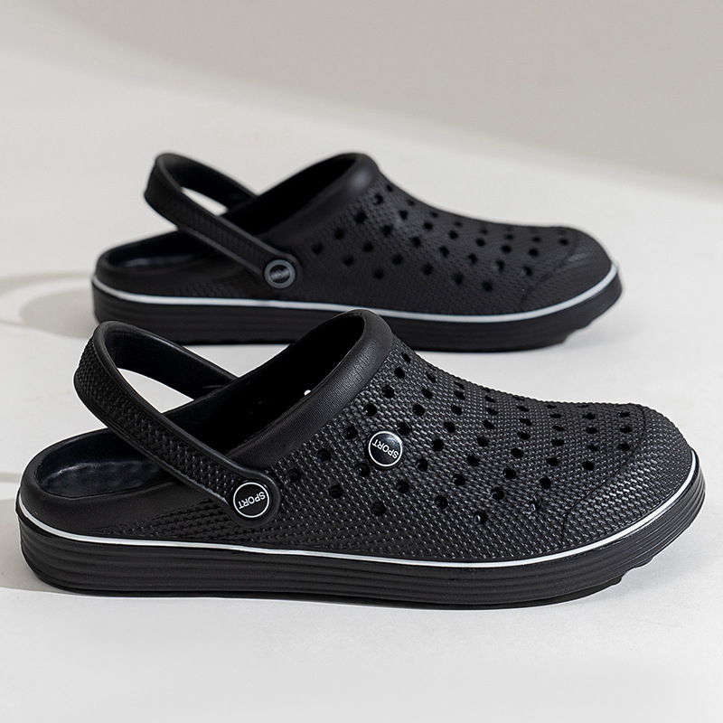 Lyukas cipők Férfi nyári külső ruházat Hétköznapi trágyaérzetű baotou papucsok Férfi vezetési sport puha talpú strandszandálok