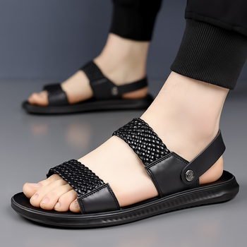 Vyriškos vasarinės, kvėpuojančios, dviejų dėvėjimų, madingos romėniškos basutės, viršutiniai drabužiai, minkštas dugnas, neslystančios šlepetės, madingi paplūdimio batai vyrams