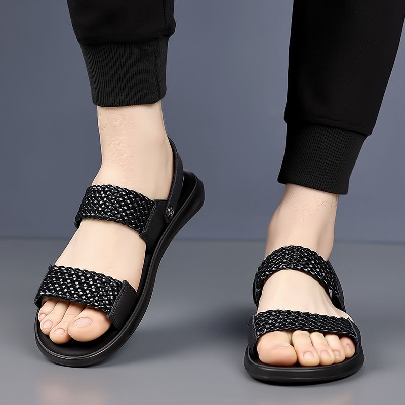 Vyriškos vasarinės, kvėpuojančios, dviejų dėvėjimų, madingos romėniškos basutės, viršutiniai drabužiai, minkštas dugnas, neslystančios šlepetės, madingi paplūdimio batai vyrams