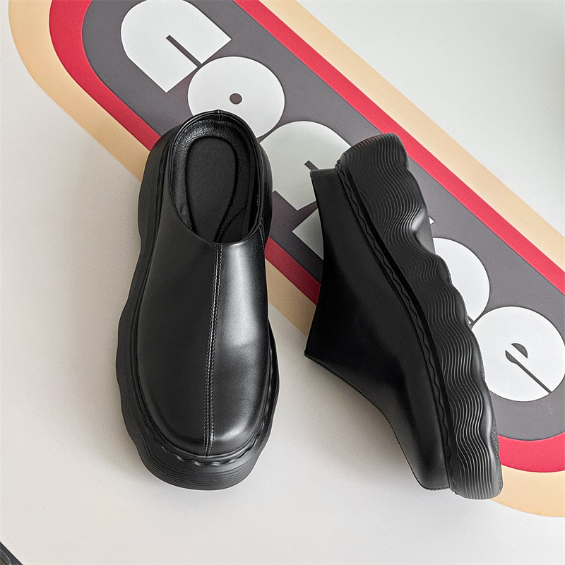 Trendikad paksu tallaga meeste populaarsed sussid nahast jalanõud õues kandmiseks 3130-J