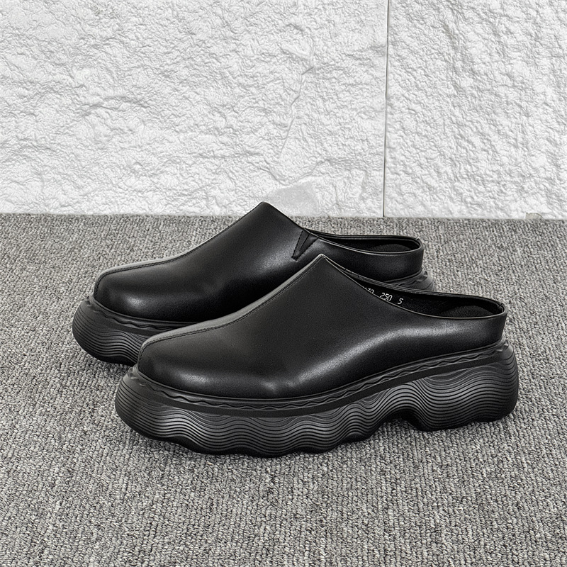 Trendikad paksu tallaga meeste populaarsed sussid nahast jalanõud õues kandmiseks 3130-J