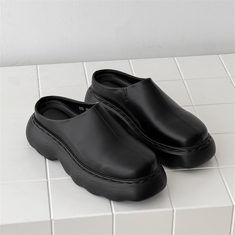 Trendikad paksu tallaga meeste populaarsed sussid nahast jalanõud õues kandmiseks 3130-J