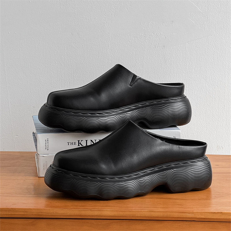 Trendikad paksu tallaga meeste populaarsed sussid nahast jalanõud õues kandmiseks 3130-J