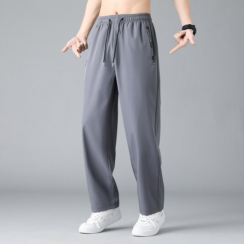 Férfi öltönynadrág, drapézott, lezser hosszú nadrág, divatmárka, bő, egyenes szárú sportnadrág, Thin Ice Silk tavaszi és őszi bő szárú nadrág