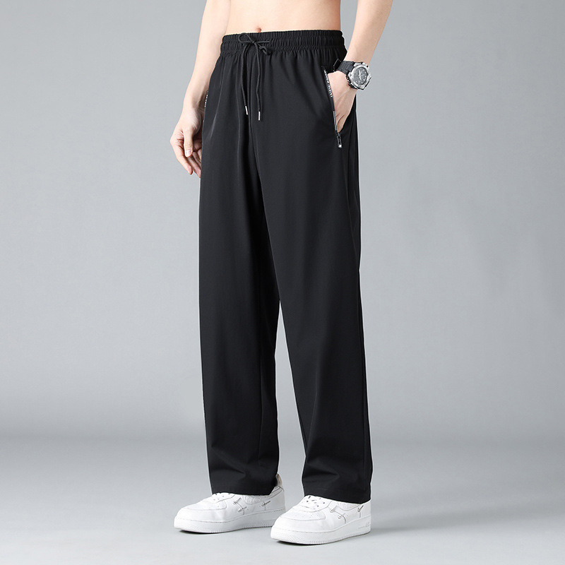 Férfi öltönynadrág, drapézott, lezser hosszú nadrág, divatmárka, bő, egyenes szárú sportnadrág, Thin Ice Silk tavaszi és őszi bő szárú nadrág