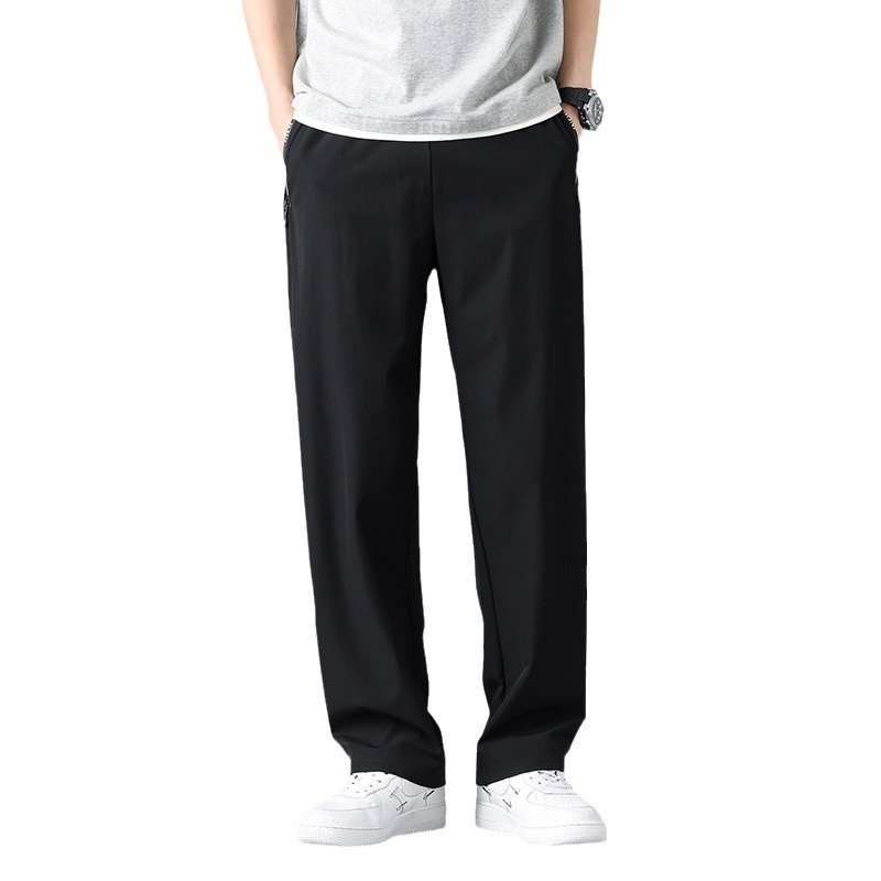 Férfi öltönynadrág, drapézott, lezser hosszú nadrág, divatmárka, bő, egyenes szárú sportnadrág, Thin Ice Silk tavaszi és őszi bő szárú nadrág