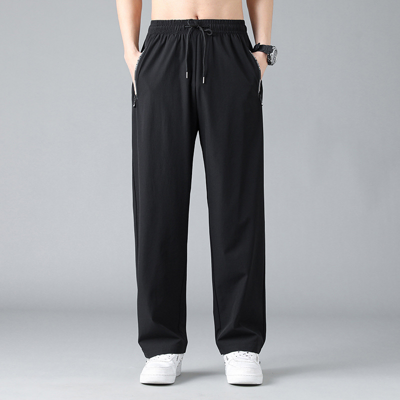 Férfi öltönynadrág, drapézott, lezser hosszú nadrág, divatmárka, bő, egyenes szárú sportnadrág, Thin Ice Silk tavaszi és őszi bő szárú nadrág