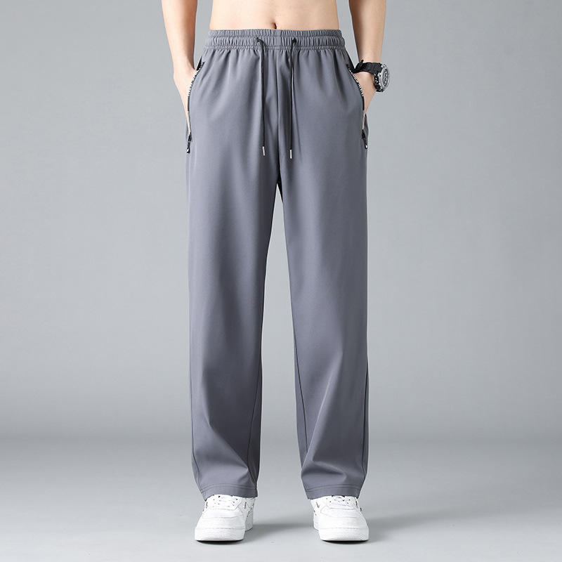 Férfi öltönynadrág, drapézott, lezser hosszú nadrág, divatmárka, bő, egyenes szárú sportnadrág, Thin Ice Silk tavaszi és őszi bő szárú nadrág