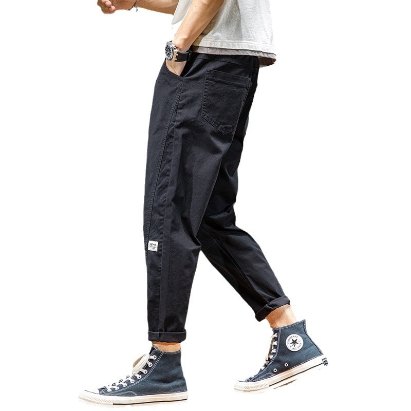 Férfi őszi-téli koreai stílusú nagy méretű laza, egyenes háremnadrág, ifjúsági Anxiaka csinos, lezser nadrág 2061