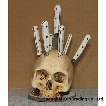 Διασυνοριακά στολίδια ρητίνης για το Halloween με κεφαλές μαχαιριού και πιρουνιού για το σπίτι, δημιουργικά στολίδια κουζίνας για την επιφάνεια εργασίας, ατμόσφαιρα τρόμου για πάρτι