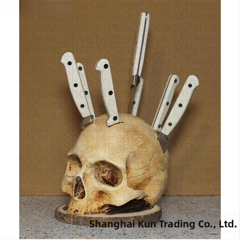 Határokon átnyúló Halloween kés és villa fej gyantadíszek otthoni kreatív asztali konyhai díszek party horror hangulat
