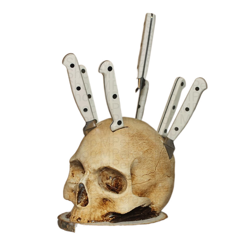 Határokon átnyúló Halloween kés és villa fej gyantadíszek otthoni kreatív asztali konyhai díszek party horror hangulat