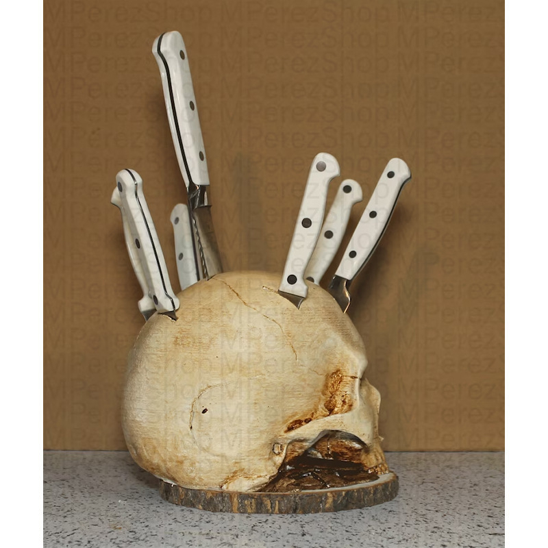 Határokon átnyúló Halloween kés és villa fej gyantadíszek otthoni kreatív asztali konyhai díszek party horror hangulat