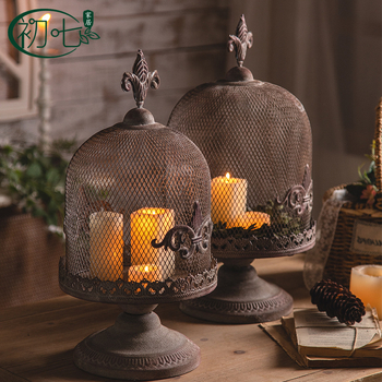 Amerikai stílusú vas ipari stílusú gyertyatartó otthoni hálószoba dekoráció kézművesség retró madárkalitka gyertyatartó fotózási kellékek